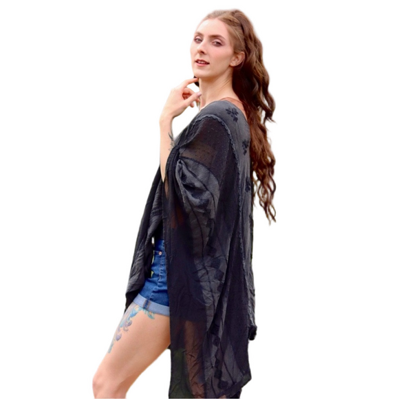 Young Threads Jackets & Blazers - NWOT Young Threads Mineral Washed Black Poncho
